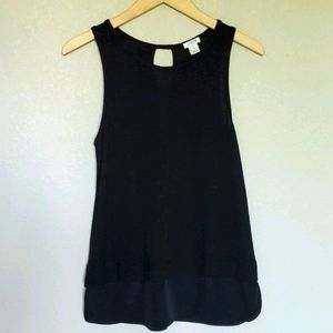 J.CREW Black sleeveless long blouse shirt top S